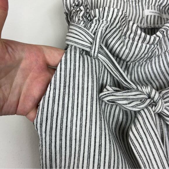 Maurice’s Paper Bag Linen Blend Pant Seersucker Stripe White - Picture 5 of 6